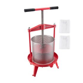 3.69 Gal/14L Fruit Wine Press, Stainless Steel Basket with Cross-beam and Triangular Structure, Manual Juice Maker