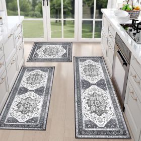 Boho Kitchen Rug Sets 3 Piece with Runner Non Slip Kitchen Rugs and Mats Washable Kitchen Mats for Floor Thick Kitchen Floor Mat Carpet Runner Rugs fo