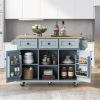 Kitchen Cart with Rubber wood Drop-Leaf Countertop ,Cabinet door internal storage racks