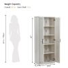 63" Kitchen Pantry Cabinet Storage with 5-Tier Shelving 2 Adjustable Shelves, Antique White