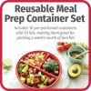 Meal Prep Containers Set Microwave Dishwasher-Safe Round Food Organizers with Labeled Compartments BPA-Free Food Storage Set with Snap Shut Lids Porti