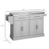 Gray Kitchen Companion Cart, with Stainless Top, Drawers, Racks & Cabinets on Wheels