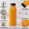 [150 Pack] 12 oz Clear Square Plastic Juice Bottles with Black Tamper Evident Caps, Funnel