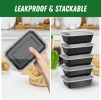 50 Pack (100-Piece) 32 oz Meal Prep Containers Reusable with Lids, Sturdy Leakproof Food Safe, Microwave, Freezer, Dishwasher Safe Prep Containers