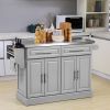 Gray Kitchen Companion Cart, with Stainless Top, Drawers, Racks & Cabinets on Wheels