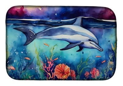 Dolphin Dish Drying Mat Absorbent Dish Drying Mat Pad for Kitchen Counter Dish Drainer Mat for Countertop, 14 x 21", Multicolor