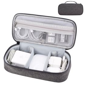 Portable Compartmentalized Digital Storage Bag, Organizer for Chargers & Data Cables, Power Supply Storage Pouch for Business Trips & Travel (Color: Charcoal Gray)