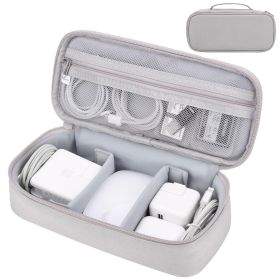 Portable Compartmentalized Digital Storage Bag, Organizer for Chargers & Data Cables, Power Supply Storage Pouch for Business Trips & Travel (Color: Light Gray)