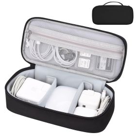 Portable Compartmentalized Digital Storage Bag, Organizer for Chargers & Data Cables, Power Supply Storage Pouch for Business Trips & Travel (Color: Black)