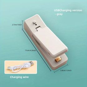 ga1pc Mini Household Portable Sealing Machine, Hand Pressure, Heat Sealing Machine, Food, Snacks, Plastic Bag Sealing Machine (Battery Not Included (Color: Random Color, Style: Rechargeable Model - Gray)