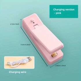 ga1pc Mini Household Portable Sealing Machine, Hand Pressure, Heat Sealing Machine, Food, Snacks, Plastic Bag Sealing Machine (Battery Not Included (Color: Random Color, Style: Rechargeable - Pink)