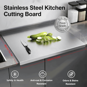 Stainless Steel Cutting Board for Kitchen - Large 304 Chopping Boards, Suitable for Meat Vegetables Bread and Baking,Kitchen Accessories, (size: 40CM*50CM)